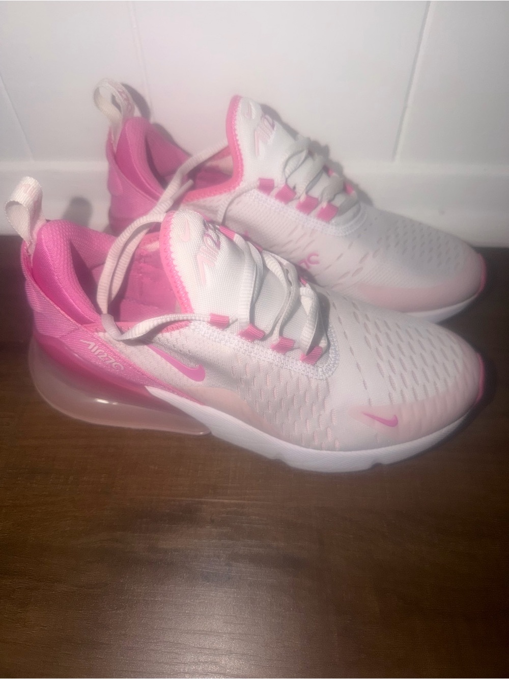 Nike Kids Pink and White Air Max Style Sneakers